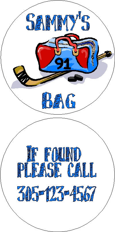 Bag Tag #4   * Add your child's sports number next to his name and we will put it on the bag! Customized by Fun with pads