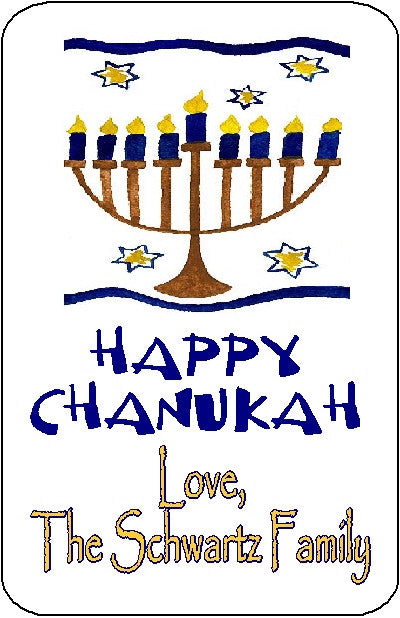 Chanukah Menorah Gift Sticker Personalized by Fun with Pads