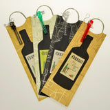 Four wine bags with handle and corkscrew personalized by Fun with Pads