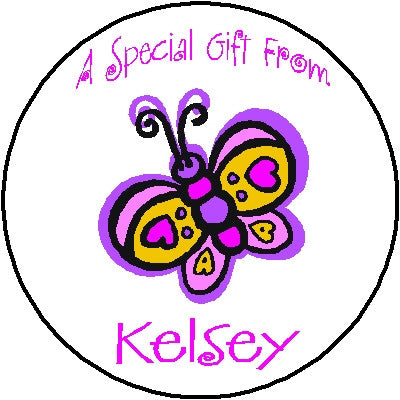 Round Gift Sticker 2 Butterfly Customized by Fun with Pads