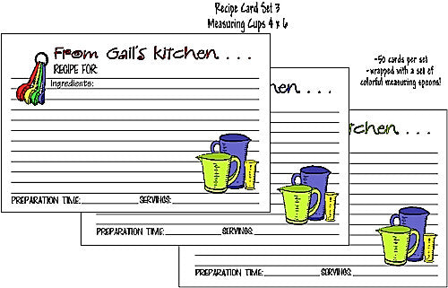 Recipe Cards Measuring Set 4x6 Customized by Fun with Pads