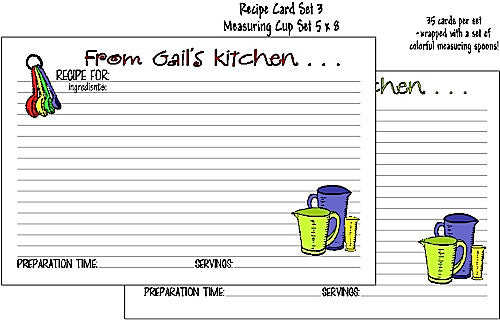 Recipe Cards Measuring Set 5x8 Customized by Fun with Pads