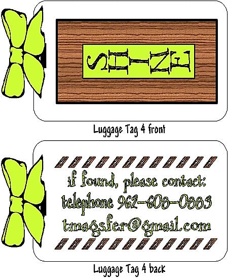 Luggage Tag #4 (4 for $18) Customized by Fun with pads
